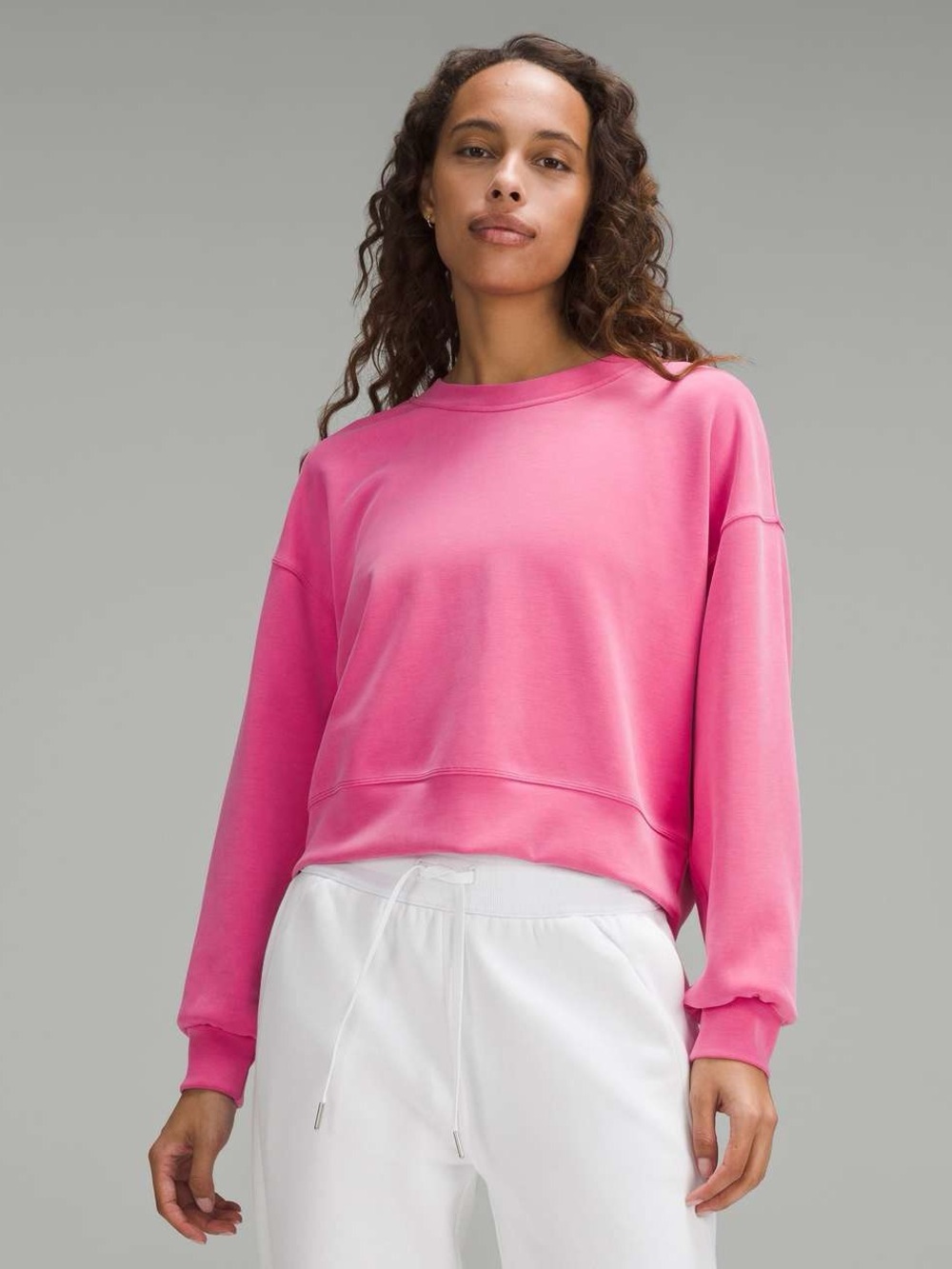 Lululemon Softstreme Perfectly Oversized Cropped Crew - Sonic Pink